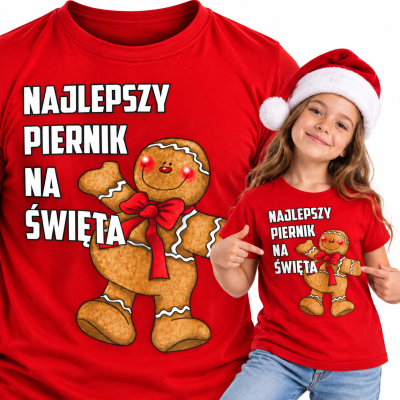 KOSZULKA DZIECIĘCA ŚWIĄTECZNA NAJLEPSZY PIERNIK- BIAŁY NAPIS